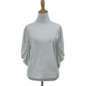 Prologue White Shirt Women XS Extra Small 3/4 Cinch Sleeves High Neck Raglan Top